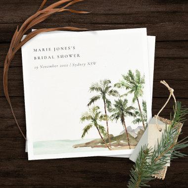 Rustic Tropical Palm Tree Beach Sand Bridal Shower Napkins