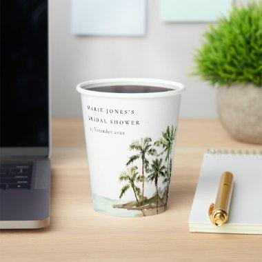 Rustic Tropical Palm Tree Beach Sand  Paper Cups