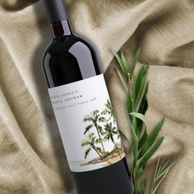 Rustic Tropical Palm Tree Beach Sand  Wine Label