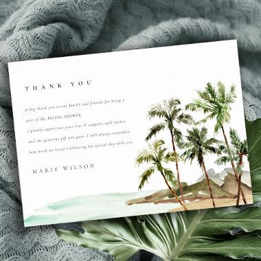 Rustic Tropical Palm Trees Beach Bridal Shower Thank You Invitations