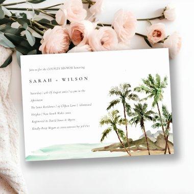 Rustic Tropical Palm Trees Beach Couples Shower