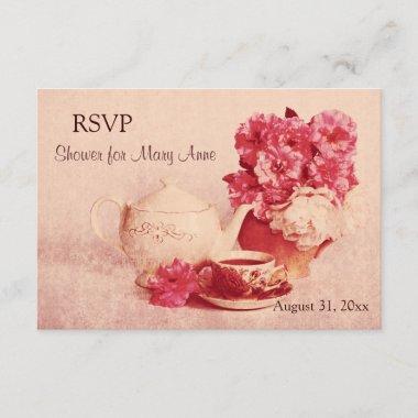 Rustic victorian tea party RSVP card