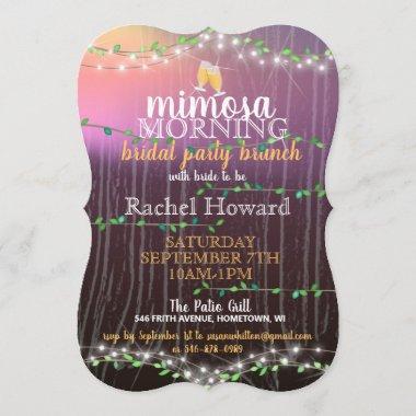 Rustic Vine & Lights Bridal Brunch Invitations