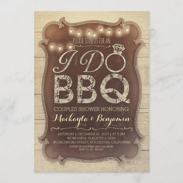 rustic vintage BBQ couples shower Invitations