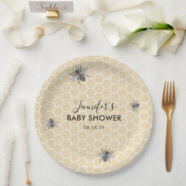 Rustic Vintage Bumble Bee Baby Shower Paper Plates
