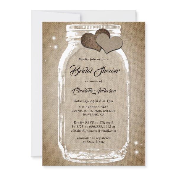 Rustic Vintage Burlap Mason Jar