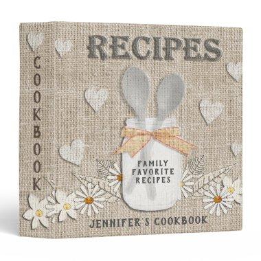 Rustic Vintage Country Personalized Cookbook 3 Rin 3 Ring Binder