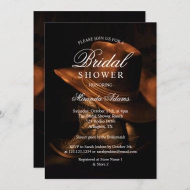 Rustic Vintage Cowboy Boots Country Bridal Shower Invitations