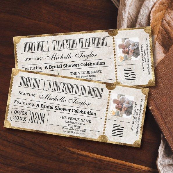 Rustic Vintage Movie Ticket with RSVP Photo