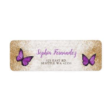 Rustic Vintage Purple Gold Butterfly Label