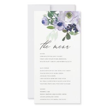 Rustic Violet Purple Floral Leafy Menu