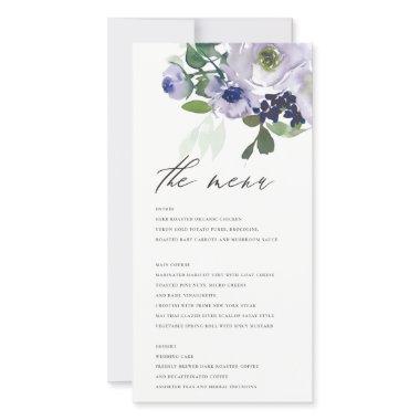 Rustic Violet Purple Floral Leafy Menu Invitations