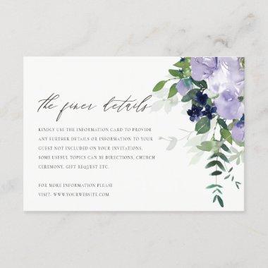Rustic Violet Purple Floral Leafy Wedding Details Enclosure Invitations