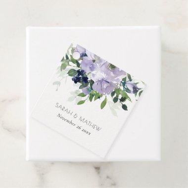 Rustic Violet Purple Navy Floral Leafy Wedding Favor Tags