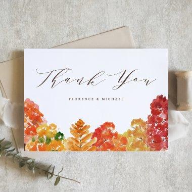 Rustic Watercolor Autumn Forest Fall Wedding Thank You