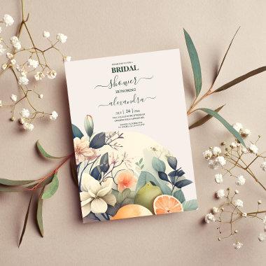 Rustic Watercolor Citrus Bridal Invitations