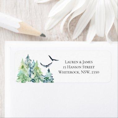 Rustic Watercolor Mountains Return Address Label