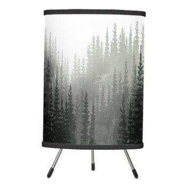 Rustic Watercolor Pine Forest Tripod Lamp