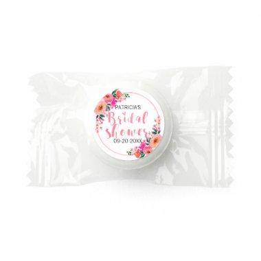 Rustic Watercolor Pink Flowers Bridal Shower Life Saver® Mints