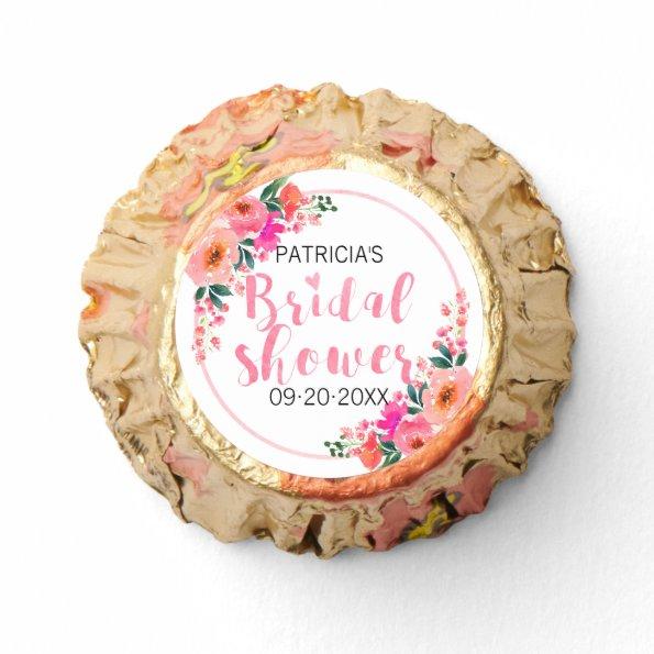 Rustic Watercolor Pink Flowers Bridal Shower Reese's Peanut Butter Cups