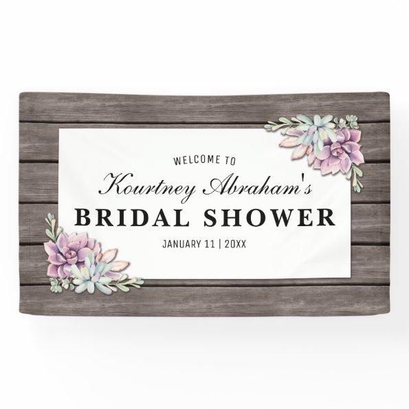 Rustic Watercolor Succulent Floral Bridal Shower Banner