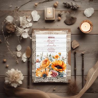 Rustic Watercolor Sunflower Bridal Invitations