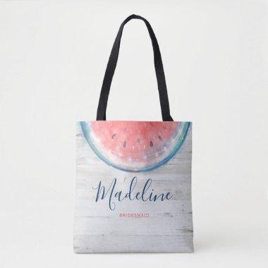 Rustic Watercolor Watermelon Gifts Bridesmaid Name Tote Bag