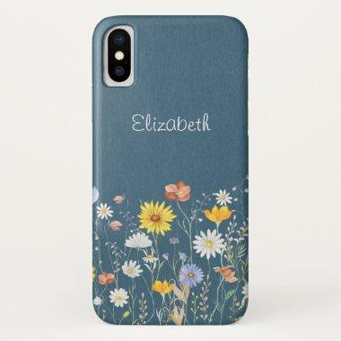 Rustic Watercolor Wildflower Minimalist iPhone X Case