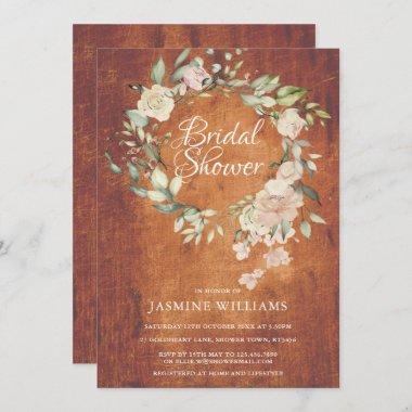 Rustic Watercolour Floral Script Bridal Shower Invitations