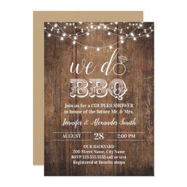 Rustic we do BBQ couples shower Invitations