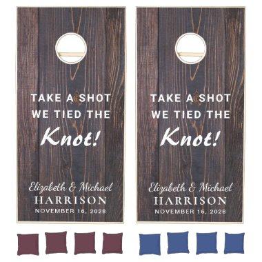 Rustic We Tied The Knot Wedding Cornhole Set