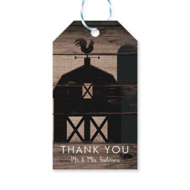 Rustic Weathered Wood Black Barn Country Wedding Gift Tags