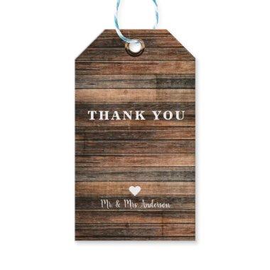 Rustic Weathered Wood Brown Barn Country Wedding Gift Tags