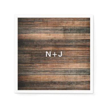 Rustic Weathered Wood Brown Barn Country Wedding Paper Napkins