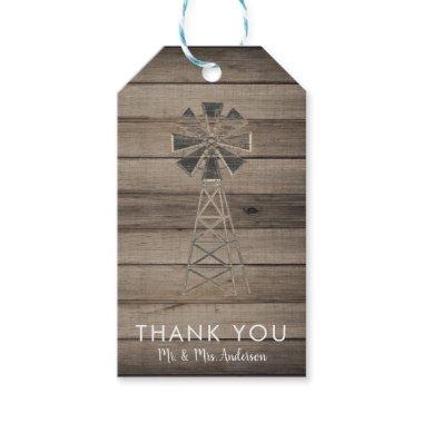Rustic Weathered Wood Country Wind Mill Wedding Gift Tags