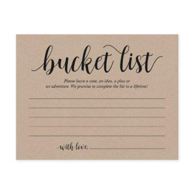 Rustic Wedding bucket list Card, Advice Card