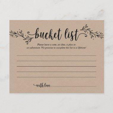 Rustic Wedding bucket list Card, Advice Card