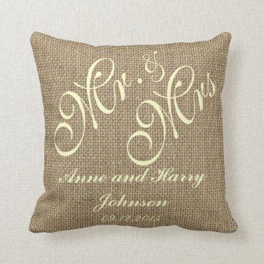 Rustic Wedding Keepsake Throw Pillow Monogram