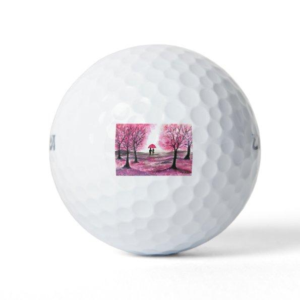 Rustic wedding love couple cherry blossoms tree golf balls