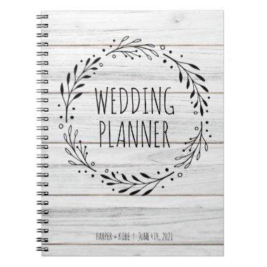 Rustic Wedding Planner Wood and Wreath Notebook
