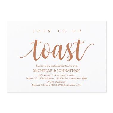 Rustic Wedding Rehearsal Dinner, Copper Color Invitations