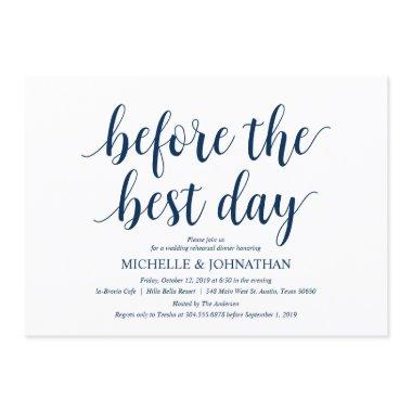 Rustic Wedding Rehearsal Dinner, Navy Blue Invitations