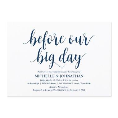 Rustic Wedding Rehearsal Dinner, Navy Blue Invitations