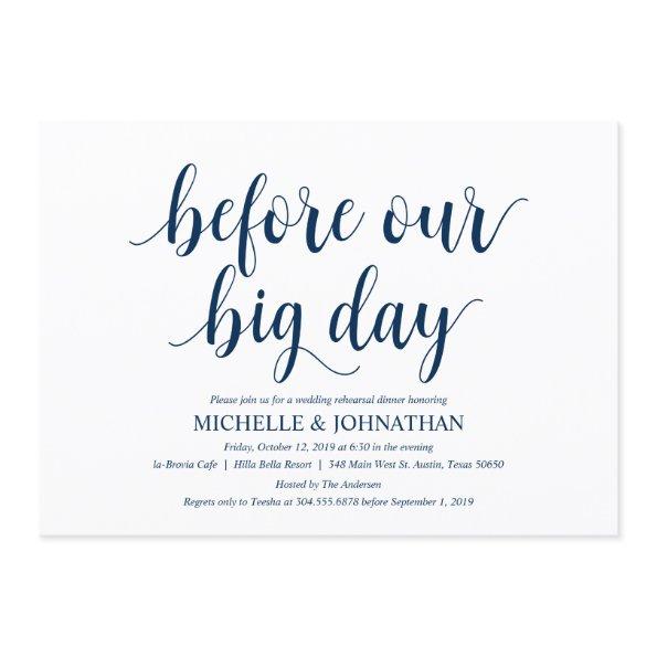 Rustic Wedding Rehearsal Dinner, Navy Blue