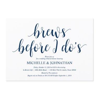 Rustic Wedding Rehearsal Dinner, Navy Blue Invitations