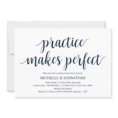 Rustic Wedding Rehearsal Dinner, Navy Blue Invitations