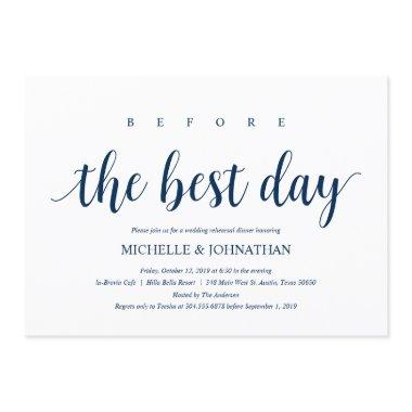 Rustic Wedding Rehearsal Dinner, Navy Blue Invitations