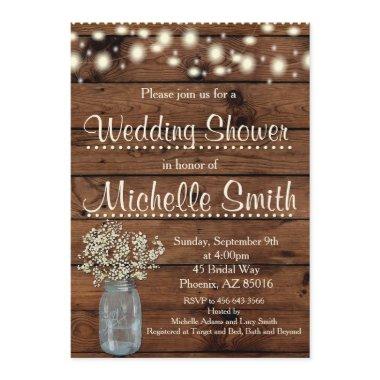 Rustic Wedding Shower Invitations, Mason Jar,Floral Invitations