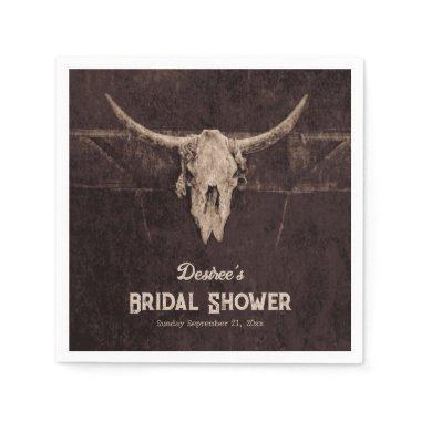 Rustic Western Brown Bull Skull Bridal Shower Napkins