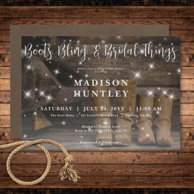 Rustic Western Cowboy Boots for Two Bridal Shower Invitations